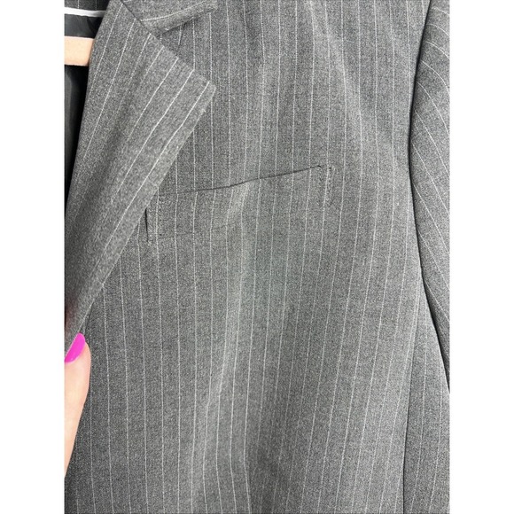 Calvin Klein Pinstripe Two Button Lined Stretch Blazer Size 12 Gray & White - Picture 5 of 11